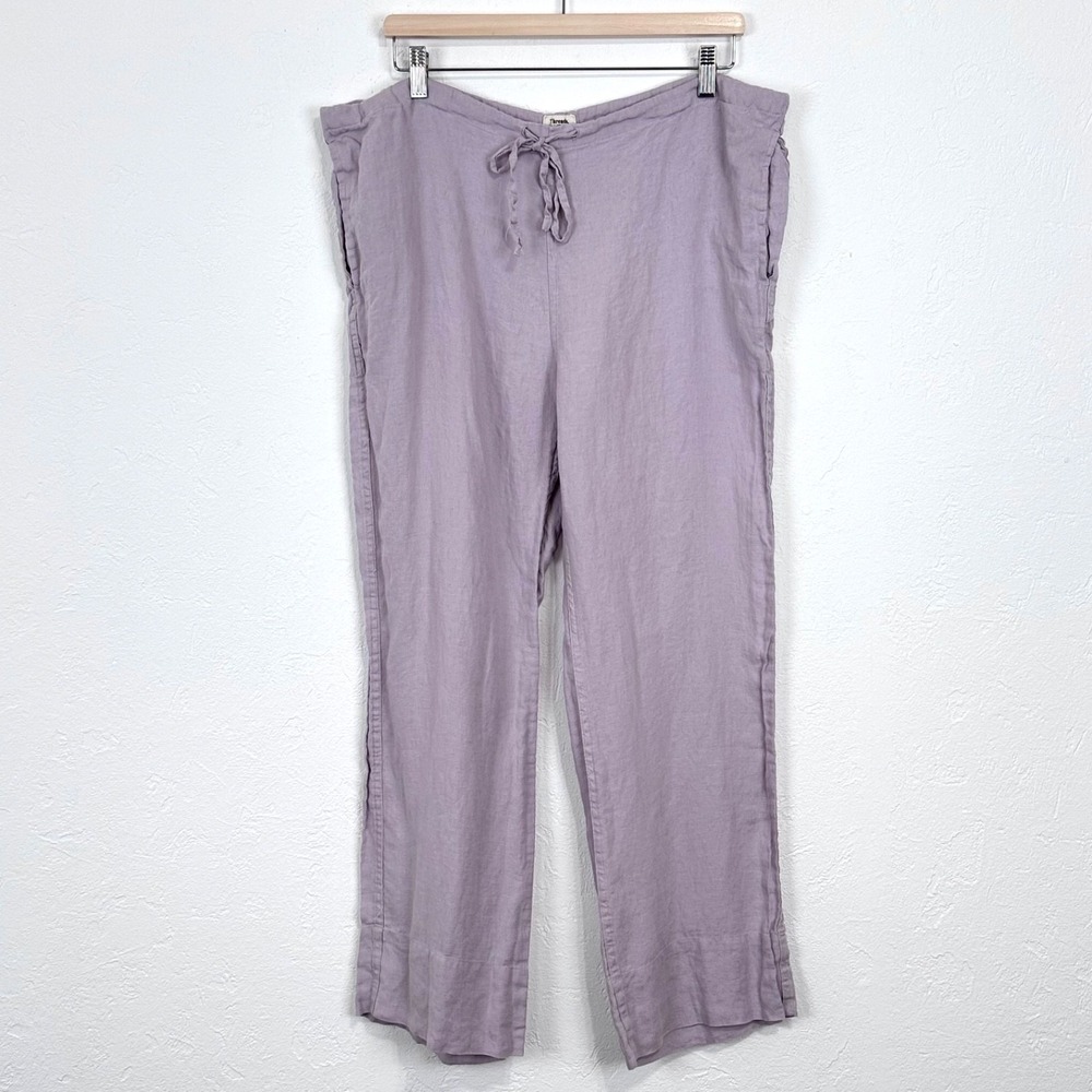 Threads by Bed Threads Womens Linen Pants Sz Large Lavender Drawstring Pockets